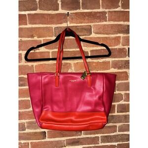 Coach NYC Tote Bag Pink Red Leather Gold Hardware